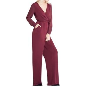 BCBGeneration V-Neck Chiffon Wide Leg Jumpsuit